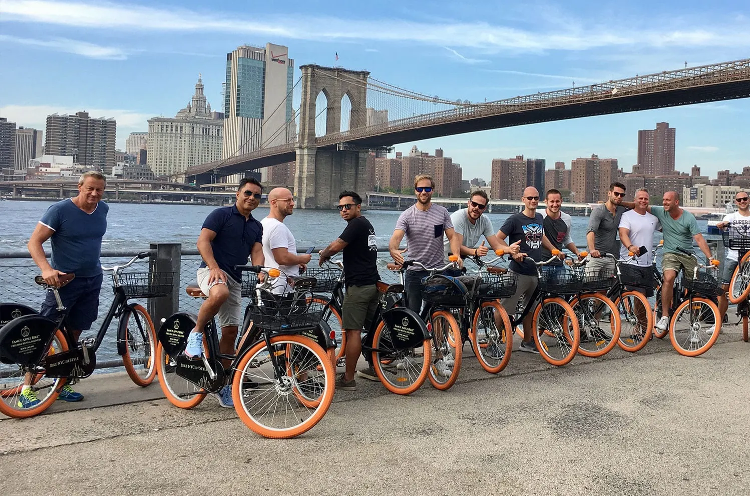 Group of cyclists with bikes near Bethesda Fountain in Central Park